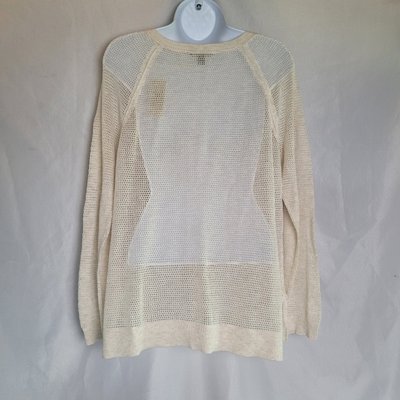 NWT American Eagle Open Knit Button Front Cream Lightweight Sheer Sweater XXL - Picture 5 of 9